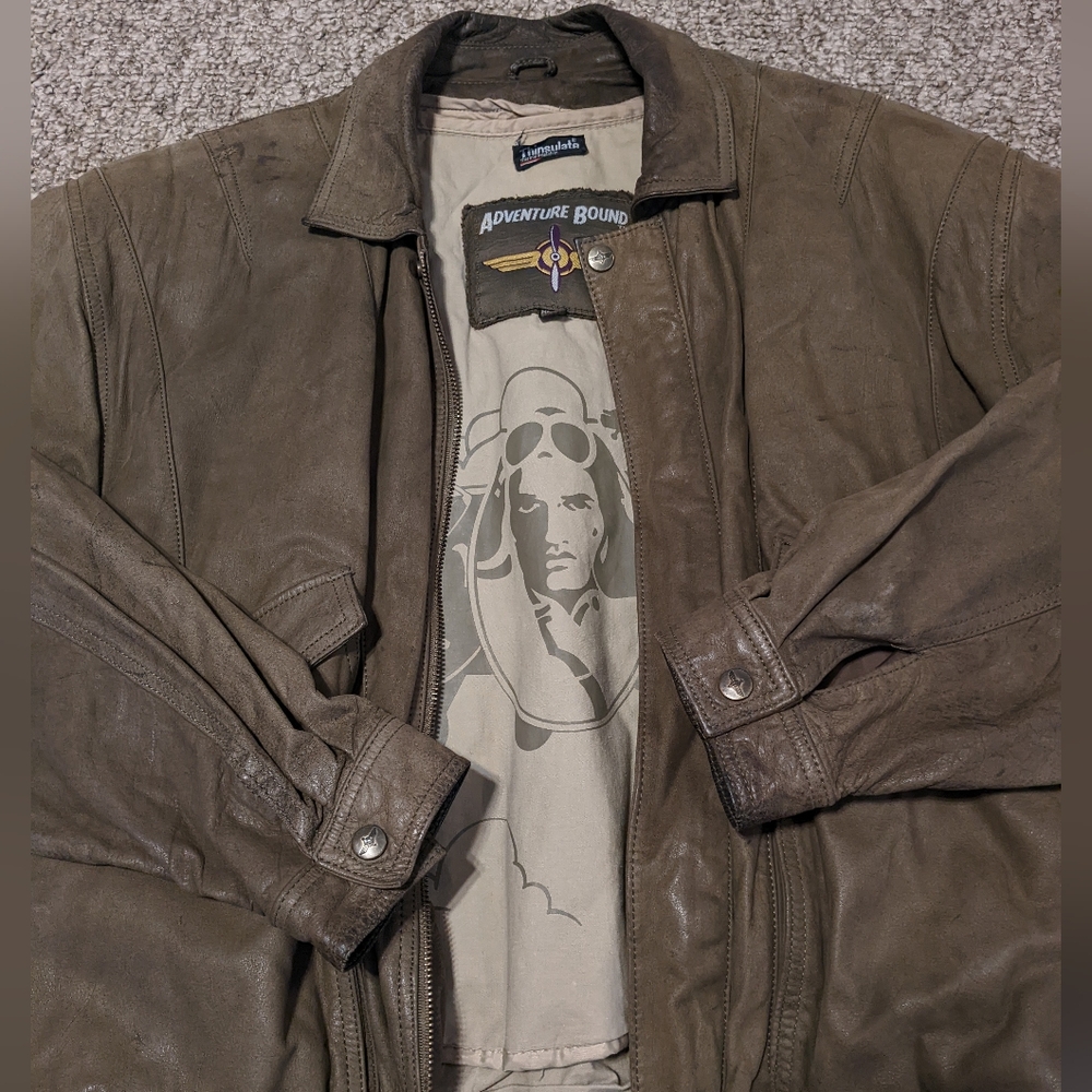 Vtg Genuine Leather Bomber Jacket Aviator Adventure Bound Thinsulate Size‎ M